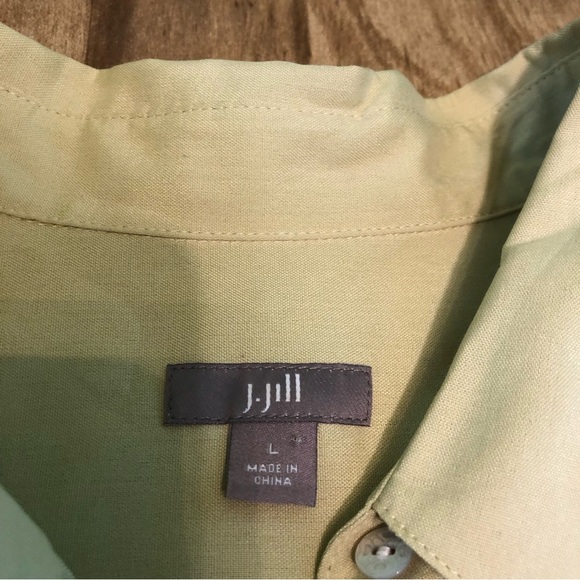 J. Jill Wheat Yellow 100% Silk Button Up Long Sleeve Shirt Womens Size Large - Picture 5 of 9